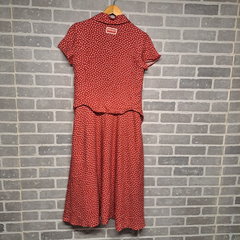 Kenzo Paris Womens Vintage 70s Sakura Flowers Button Midi‎ Dress Size 36 - Picture 7 of 15